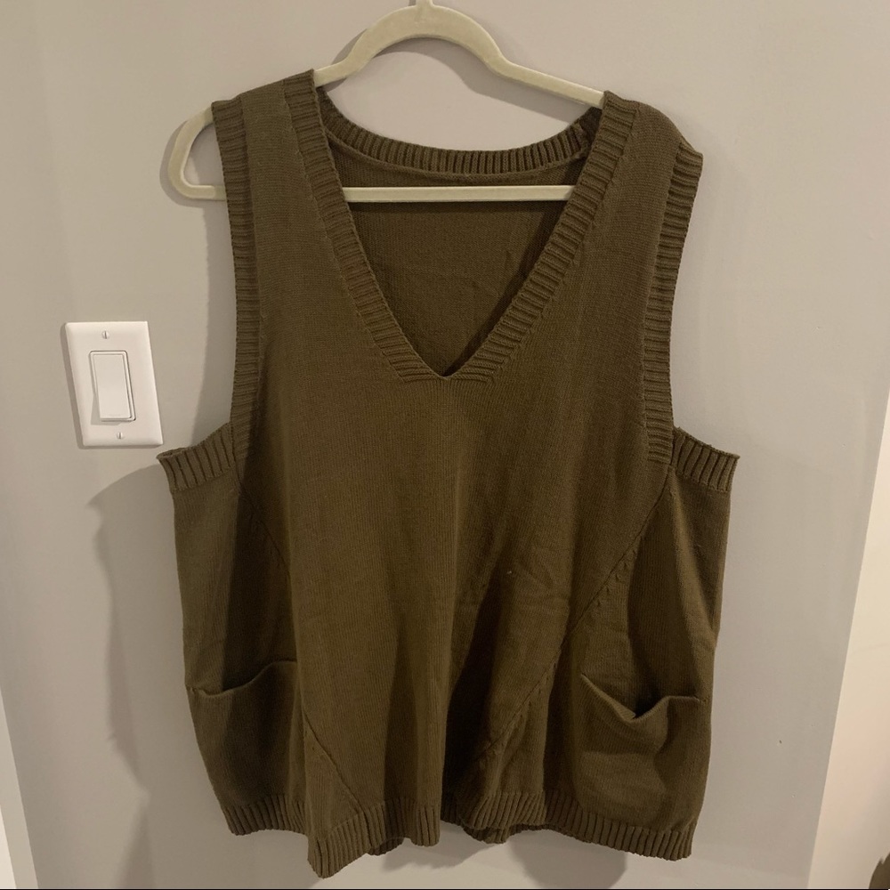 Oversized Army Green Sweater Vest
